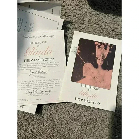 Franklin Mint Heirloom Glinda Porcelian Doll Wizard Of Oz With Papers - Picture 3 of 6